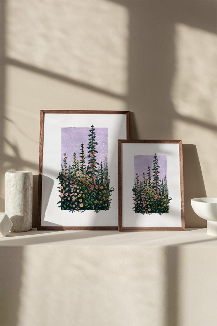 Hollyhock Garden Print Art Print Jorgi Mae Design