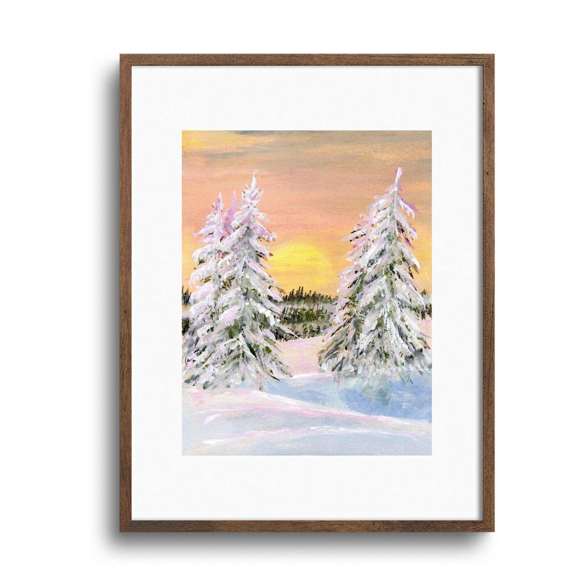 Sunset Snowscape Art Print Jorgi Mae Design 8x10 White Border 